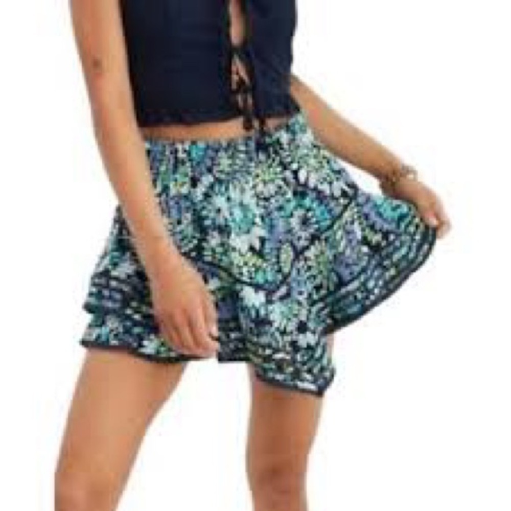 COPY - NWT Aerie Blue and Green Floral Ruffled Skort rock and ruffle
